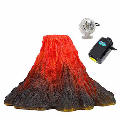 Picture of S-Lifeeling Tank Decoration Volcano Ornament Lava Explosion Look Aquarium Decorations with Multi-Color LED Spotlight for Fish Tank (M)