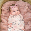 Picture of Extra Soft Knit Swaddling Receiving Blanket Peach Posey by Village Baby