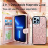 Picture of Harryshell Compatible with iPhone 13 Pro Max 6.7 inch 5G 2021 Wallet Case Detachable Magnetic Cover Zipper Cash Pocket Multi Card Slots Holder Wrist Strap Lanyard Floral Flower (Rose Gold)