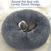 Picture of rabbitgoo Cat Bed for Indoor Cats, 24 x 24 inches Fluffy Round Self Warming Calming Soft Plush Donut Cuddler Cushion Pet Bed for Small Dogs Kittens, Machine Washable, Non-Slip, Dark Grey, Large