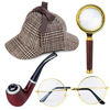 Picture of BeeSmile Detective Costume Accessories Set Detective Hat Pipe Magnifier Glass Role Play Dress Up Costume Detective Cosplay Prop (Coffee)