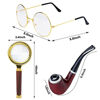 Picture of BeeSmile Detective Costume Accessories Set Detective Hat Pipe Magnifier Glass Role Play Dress Up Costume Detective Cosplay Prop (Coffee)