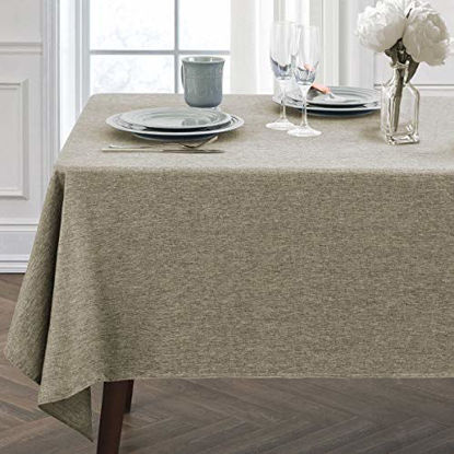 Picture of JUCFHY Rectangle Table Cloth,Linen Tablecloth Heavy Duty Fabric,Stain Resistant,Water Resistant Washable Table Cloths,Decorative Oblong Table Cover for Kitchen,Holiday(60x120 Inch,Flax Linen)