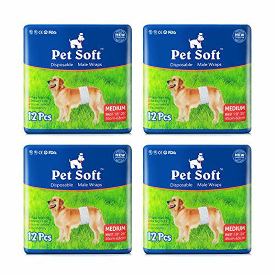 Picture of Pet Soft Disposable Male Dog Diapers Wraps 48 Counts (Medium)