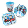 Picture of Finex Thomas the Train 5 Pcs Set Children Cartoon Durable Tableware Meal Dishes Mealtime Food Feeding Eating Set includes Dinner Serving Bowl Plate Cup with a Matching Spoon and Fork for Kids