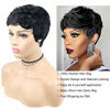 Picture of VCK Short Human Hair Wigs for Black Women Curly Pixie Cut Hair Wigs with Bangs Short Black Wigs for Women