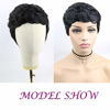 Picture of VCK Short Human Hair Wigs for Black Women Curly Pixie Cut Hair Wigs with Bangs Short Black Wigs for Women