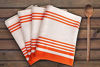 Picture of Urban Villa Trendy Stripes Set of 12 Dinner Napkins (20X20 Inch) 100% Cotton Premium Over Sized Cloth Napkins with Mitered Corners Ultra Soft Durable Hotel Quality (Orange/White)