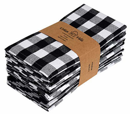 Picture of Urban Villa Dinner Napkins, Everyday Use,Premium Quality,100% Cotton, Set of 12, Size 20X20 Inch, Black/White Oversized Cloth Napkins with Mitered Corners, Ultra Soft, Durable Hotel Quality