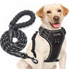 Picture of tobeDRI No Pull Dog Harness Adjustable Reflective Oxford Easy Control Medium Large Dog Harness with A Free Heavy Duty 5ft Dog Leash (L (Neck: 18"-25.5", Chest: 24.5"-33"), Black Harness+Leash)