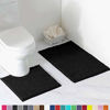 Picture of Bathroom Rugs by LuxUrux, Luxury Chenille 2-Piece Bath Mat Set, Soft Plush Bath Rug + U Shaped Toilet Mat.1'' Microfiber Shaggy Carpet, Super Absorbent Bath Mats. (Small, Black)