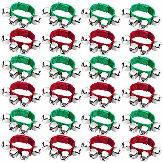 Picture of Cooraby 24 Pack Christmas Band Wrist Bells Bracelets Musical Instruments Wrist Bells Ankle Bells for Christmas Party Favors