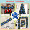 Picture of 15 PCS Christmas Glitter Artificial Poinsettia Flowers Artificial Wedding Flowers Decorations Xmas Tree Ornaments with Clips (Blue)