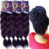 Picture of Pre-Stretched Braiding Hair Extensions - 48 Inch Long Unfolded - 6 Bundles Total - Xpression 100% Kanekalon Hair Extensions - TZ Braid Hair Extensions - Pre-Cut and Pre-Combed Synthetic Hair (NPURPLE)