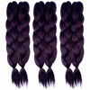 Picture of Pre-Stretched Braiding Hair Extensions - 48 Inch Long Unfolded - 6 Bundles Total - Xpression 100% Kanekalon Hair Extensions - TZ Braid Hair Extensions - Pre-Cut and Pre-Combed Synthetic Hair (NPURPLE)