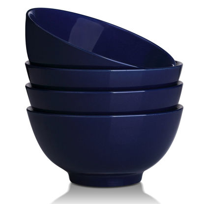 Picture of DOWAN 20 Ounces Ceramic Soup Bowls, Cereal Bowls, 4 Packs, Navy Blue, Stackable