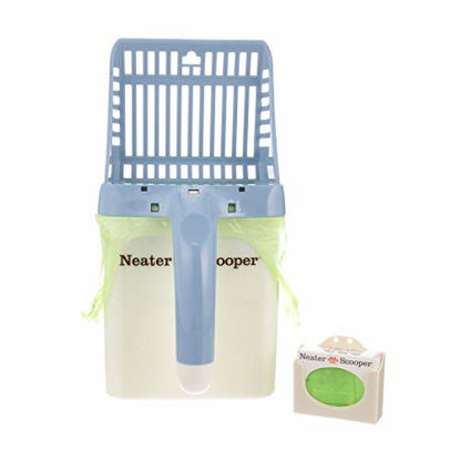 Picture of Neater Pet Brands - Neater Scooper Cat Litter Sifter - Bulk Pack Value Bundle Includes 195 Refill Bags - Mess Free Cat Litter Scoop to Bag Waste Bin System with Extra Waste Bags (Blue)