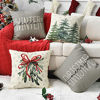 Picture of AVOIN colorlife Merry Christmas Tree Hello Winter Throw Pillow Covers, 20 x 20 Inch Mistletoe Pine Spruce Holiday Cushion Case Decoration for Sofa Couch Set of 4