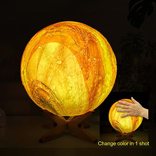 Moon Lamp, Welkey Plus 3D Printing LED Night Light Moon Light with Stand &  Remote Control,