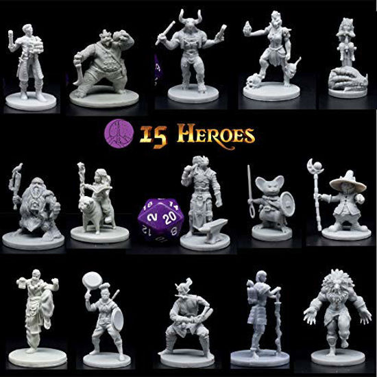 GetUSCart- 15 Character & NPC Miniatures for DND 28mm I for D&D Miniatures  & Dungeon and Dragons Minis for D and D Tabletop RPG