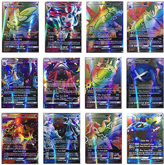 Picture of BBear 100 Poke Cards - No Duplication Ultra Rare TCG Style Card Holo EX Full Art : 20 GX + 20 Mega + 59 EX Arts +1 Energy (Blue)