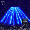 Picture of JMEXSUSS Solar Meteor Shower Rain Lights, 30cm 8 Tube 144 LEDs Blue Meteor Lights, Led Falling Rain Fairy String Lights for Xmas Tree Weeding Holiday Party Patio Decoration