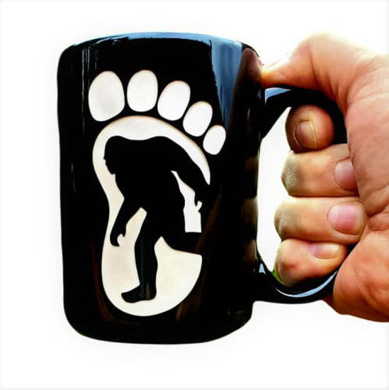 Picture of Bigfoot Coffee Mug, Gloss Black, Sasquatch Coffee mug, Bigfoot Tea Cup, Bigfoot Coffee Cup, 14oz Bigfoot mug, Bigfoot Merchandise, Bigfoot Gift, Handmade Engraving.