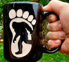 Picture of Bigfoot Coffee Mug, Gloss Black, Sasquatch Coffee mug, Bigfoot Tea Cup, Bigfoot Coffee Cup, 14oz Bigfoot mug, Bigfoot Merchandise, Bigfoot Gift, Handmade Engraving.