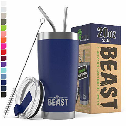 Picture of Beast 20oz Tumbler Stainless Steel Vacuum Insulated Coffee Ice Cup Double Wall Travel Flask by Greens Steel (Royal Blue)