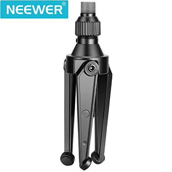 Picture of Neewer Foldable Iron Mini Desktop Microphone Tripod Stand, Adjustable Height 4.9 -7.5 inches/12.5 -19 centimeters for Lectures, Podcasts, Online Chat, Meeting, Screencasts and More (NW-050)