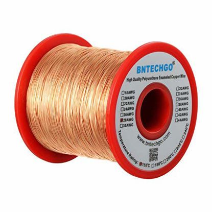 Picture of BNTECHGO 28 AWG Magnet Wire - Enameled Copper Wire - Enameled Magnet Winding Wire - 1.0 lb - 0.0122" Diameter 1 Spool Coil Natural Temperature Rating 155 Widely Used for Transformers Inductors