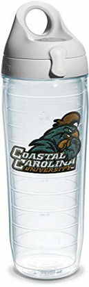 Picture of Tervis Coastal Carolina University Emblem Individual Water Bottle with Gray lid, 24 oz, Clear