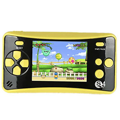 Picture of HigoKids Handheld Game Console for Kids Portable Retro Video Game Player Built-in 182 Classic Games 2.5 inches LCD Screen Family Recreation Arcade Gaming System Birthday Present for Children-Yellow