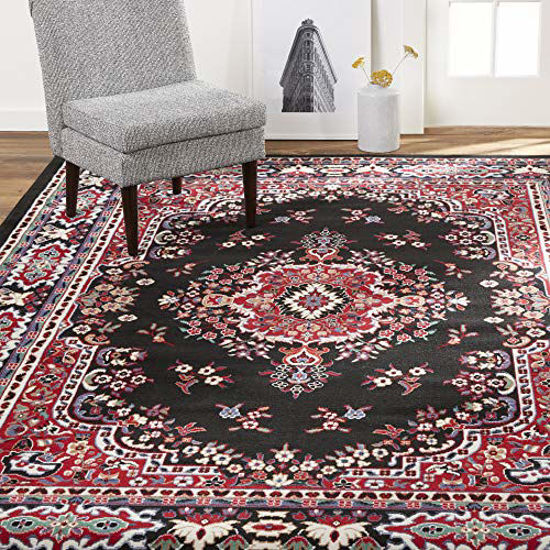 Picture of Home Dynamix Premium Sakarya Traditional Medallion Border Area Rug, Black, 3'7"x5'2" Rectangle