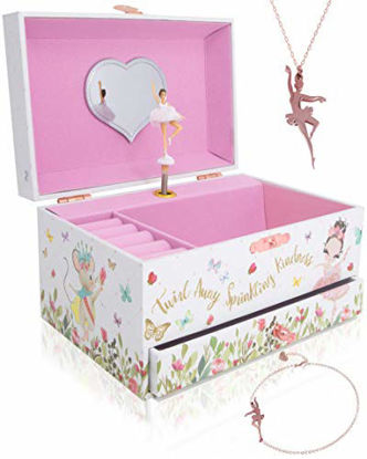 Picture of The Memory Building Company Musical Ballerina Jewelry Box for Girls & Little Girls Jewelry Set - 3 Dancer Gifts for Girls