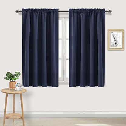 Picture of DWCN Navy Room Darkening Blackout Curtains - Thermal Insulated Privacy Energy Saving Window Curtain Drapes 52 x 54 inch Length, Set of 2 Bedroom Living Room Curtains