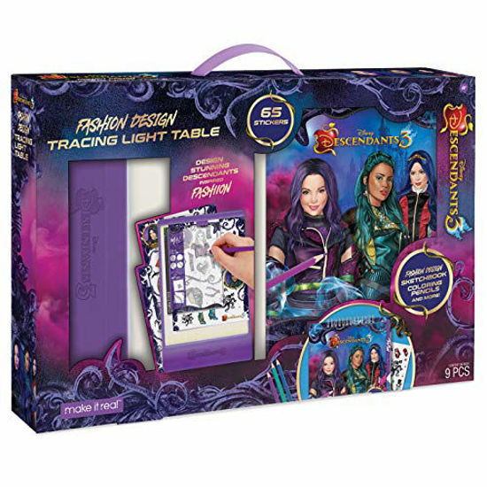 Picture of Make It Real - Disney Descendants 3 Sketchbook with Tracing Light Table. Fashion Design Tracing and Drawing Kit for Girls. Includes Sketch Pages, Stencils, Stickers, and Backlit Tracing Pad