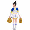 Picture of Cheerleader Costume for Girls Cheerleading Uniform Dress Outfit with Stockings 2 Pom Poms (160 / 11-12years, Blue)