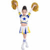 Picture of Cheerleader Costume for Girls Cheerleading Uniform Dress Outfit with Stockings 2 Pom Poms (160 / 11-12years, Blue)