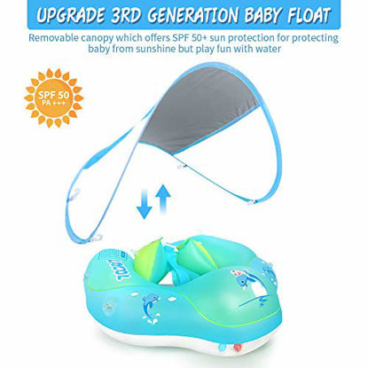 Picture of LAYCOL Baby Swimming Float with UPF50+ Sun Canopy Baby Floats for Pool No Flip Overbaby Pool for Baby Age of 3-36 Months (Blue, L)