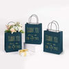 Picture of LaRibbons Medium Size Gift Bags - Gold Foil"Mr. and Mrs. Thank You" Navy Paper Bags with Handles for Wedding, Birthday, Baby Shower, Party Favors - 25 Pack - 8" x 4" x 10"