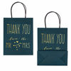 Picture of LaRibbons Medium Size Gift Bags - Gold Foil"Mr. and Mrs. Thank You" Navy Paper Bags with Handles for Wedding, Birthday, Baby Shower, Party Favors - 25 Pack - 8" x 4" x 10"