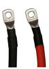 Picture of 4 AWG Gauge Red + Black Pure Copper Battery Inverter Cables Solar, RV, Car, Boat 3 feet 5/16 in Lugs