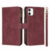 Picture of JWS-C iPhone 12 Pro Max Wallet Case Detachable 2in1 Magnetic Cover with Card Holder Slots Flip Wristlet Lanyard case for iPhone 12 Pro Max- Red Wine