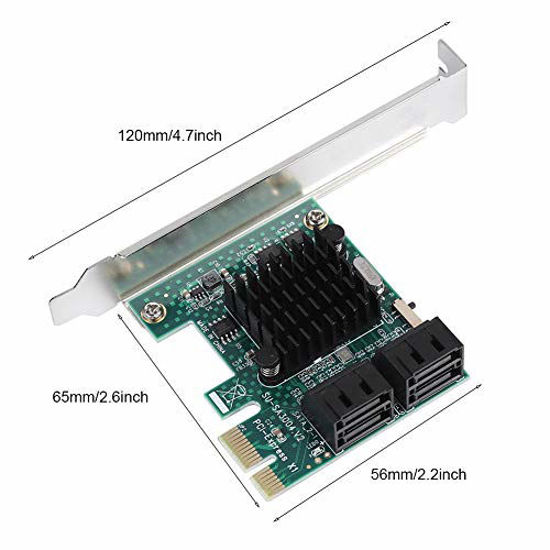 Picture of Socobeta PCIE SATA Card Controller Card Adapter Expansion Card 4-Port PCIE to SATA 3.0 Expansion Controller Card Adapter 6G