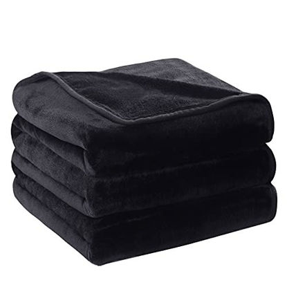 Picture of Soft Blanket Queen Size Fleece Warm Fuzzy Throw Blankets for The Bed Sofa Lightweight 350GSM HOZY Charcoal Grey 90" 90"