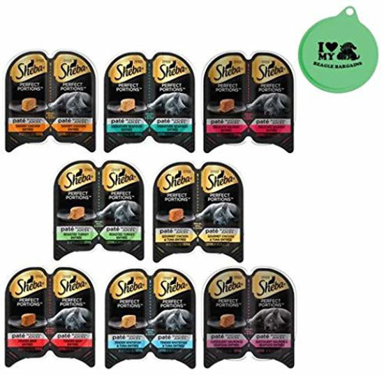 Picture of Sheba Perfect Portions Pate Wet Cat Food Variety Pack - 8 Flavor Twin Pack Bundle, 2.6 Oz Each - Plus Can Cover (9 Items Total)