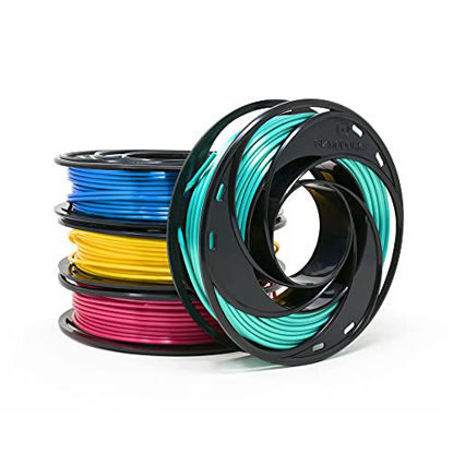 Picture of Gizmo Dorks Silk PLA 3D Printer Filament 1.75mm 200g, 4 Color Sample Pack - High Gloss Ocean Blue, Red Pink, Teal, Yellow Gold