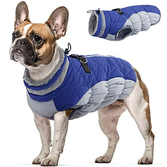 Picture of Dog Winter Coat Waterproof Dog Zipper Jacket Cozy Reflective Windproof Warm Fleece Outfit, Comfortable Cold Weather Pet Apparel Garment for Small Medium Large Dogs Puppy Walking Hiking