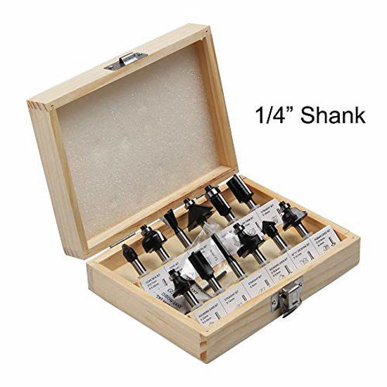 Picture of FivePears Router Bit Set-12 Piece Router Bits with 1/4-Inch Shank and Wood Storage Box,Woodworking Tools for Home Improvement and DIY Wood